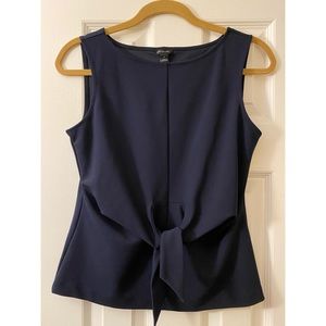 Ann Taylor Navy Tied-Front Shell